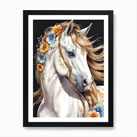 Floral Horse (24) Art Print