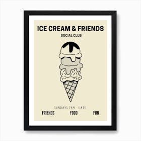Ice Cream And Friends Social Club Retro Food Kitchen Art Print