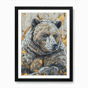 Brown Bear Precisionist Illustration 2 Art Print