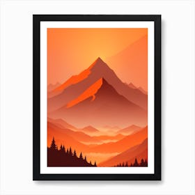 Misty Mountains Vertical Composition In Orange Tone 256 Art Print