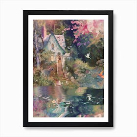 Fairy House Collage Pond Monet Scrapbook 8 Art Print