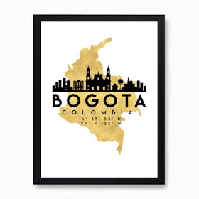 Bogota Colombia Silhouette City Skyline Map Art Print