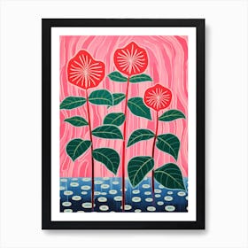 Pink And Red Plant Illustration Wax Plant 1 Art Print