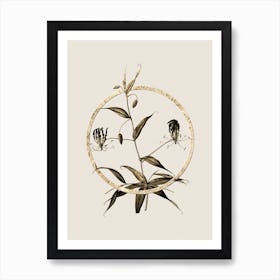 Gold Ring Flame Lily Glitter Botanical Illustration n.0128 Art Print