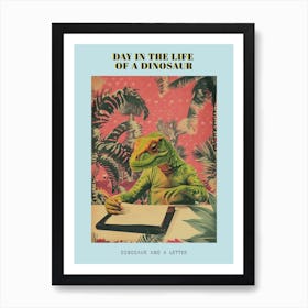 Dinosaur & A Letter Retro Collage 1 Poster Art Print
