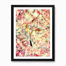 Impressionist Erythronium Botanical Painting in Blush Pink and Gold Art Print