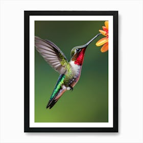 Male Ruby Throated Hummingbird-Reimagined 5 Art Print