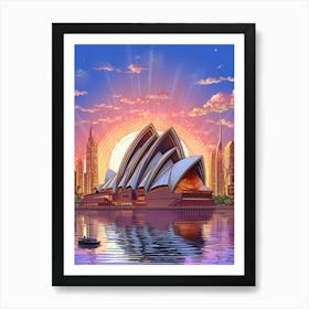 Sydney Opera House Pxiel Art 1 Art Print