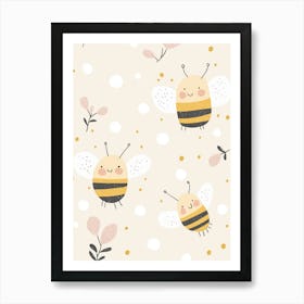 Bees nursery print Art Print