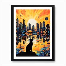 Vancouver, Canada Skyline With A Cat 0 Art Print