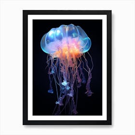 Portuguese Man Of War Jellyfish Neon Illustration 7 Art Print