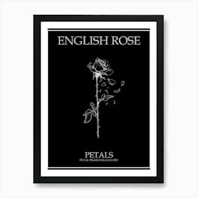 English Rose Petals Line Drawing 1 Poster Inverted Art Print