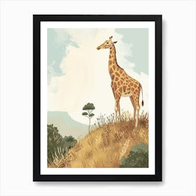 Modern Illustration Of A Giraffe In The Nature 4 Art Print