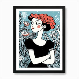 Woman In The Sea Art Print