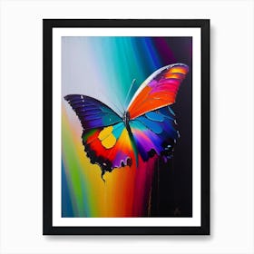 Butterfly On Rainbow Oil Painting 1 Art Print