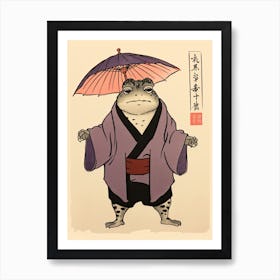 Frog Wearing A Kimono, Matsumoto Hoji Inspired Japanese Woodblock 1 Art Print