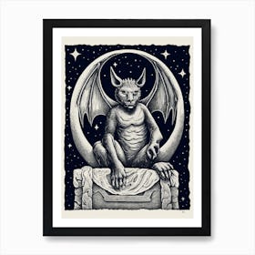 Gargoyle Tarot Card B&W 2 Art Print