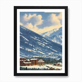 Les Deux Alpes, France Ski Resort Vintage Landscape 2 Skiing Poster Art Print
