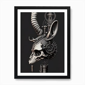 Animal Skull Grey Stream Punk Art Print