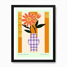 Spring Collection Wild Flowers Orange Tones In Vase 4 Art Print