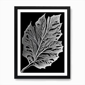 Poplar Leaf Linocut 1 Art Print