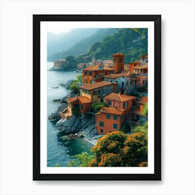 Italian Village On The Coast Art Print