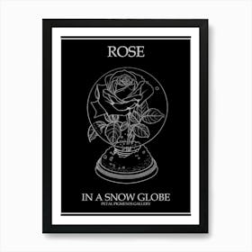 Rose In A Snow Globe Line Drawing 2 Poster Inverted Art Print