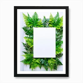 Nature Fern Square Hipster Blank Floral Blue Exotic Pastel Modern Fashion Plant Style T (6) Art Print