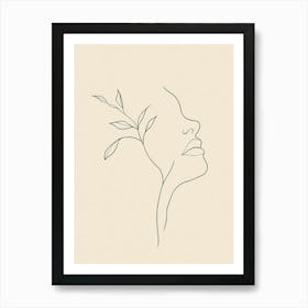 Woman'S Face With Leaves Art Print