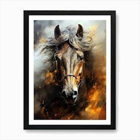 Horse In Flames Art Print