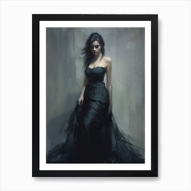 Woman In A Black Dress 2 Art Print