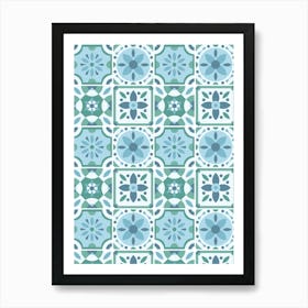 Azulejo 1 - vector tiles, Portuguese tiles Art Print