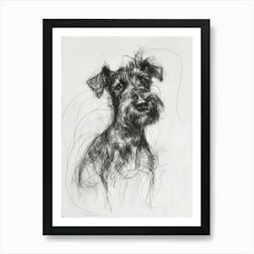  Lakeland Terrier Dog Charcoal Line 1 Affiche