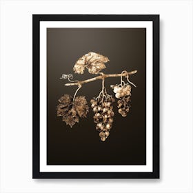 Gold Botanical Summer Grape on Chocolate Brown n.1229 Art Print
