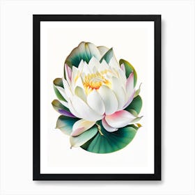 White Lotus Decoupage 3 Art Print