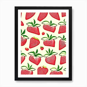 Strawberry Repeat Pattern, Fruit, Marker Art Illustration 1 Art Print