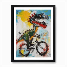 Abstract Dinosaur Riding A Bike Painting 2 Art Print