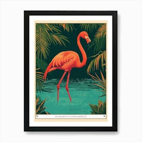 Greater Flamingo Ra Lagartos Yucatan Mexico Tropical Illustration 1 Poster Art Print