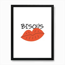 Bisous Mouth French Style Printable Poster, Paris Kisses Gift for Her, Emily in Paris Wall Art, Love Decor Art Print