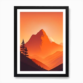 Misty Mountains Vertical Composition In Orange Tone 207 Art Print