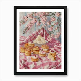 Pink Breakfast Food Scones 1 Art Print