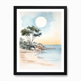 Watercolour Of Rabbit Beach   Lampedusa Italy 0 Art Print