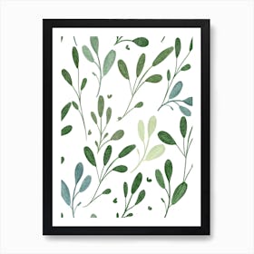 Watercolor Eucalyptus Leaves Art Print