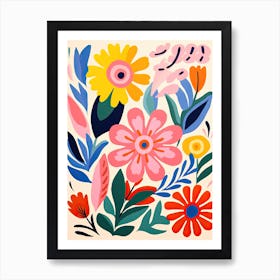 Radiant Petal Ballet; Chromatic Flower Market Art Print