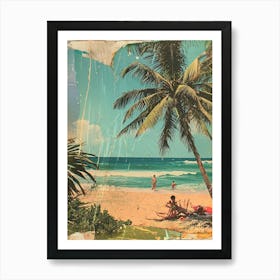 Retro Kitsch Beach Collage 4 Art Print