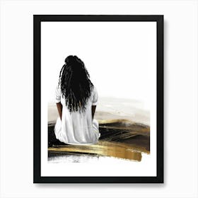 Woman Sitting On The Ground Art Print