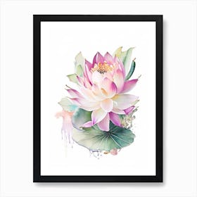 Lotus Flower Bouquet Watercolour 6 Art Print