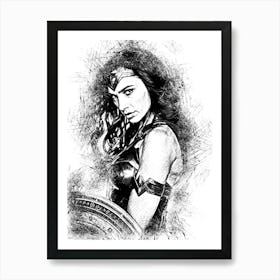 Gal Gadot Wonder Woman Sketch Art Print