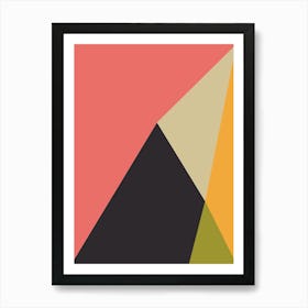 Modern Geometric Abstraction Color Block in Coral Art Print