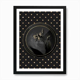 Shadowy Vintage Bandana of the Everglades Botanical in Black and Gold n.0073 Art Print